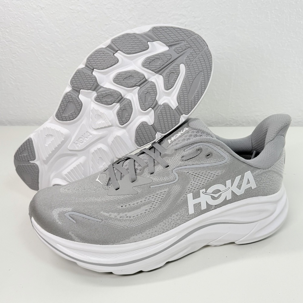 Hoka Clifton 10 Running Shoes Mens 11 EEEE Wide Grey Gym Run Sneakers New No Box